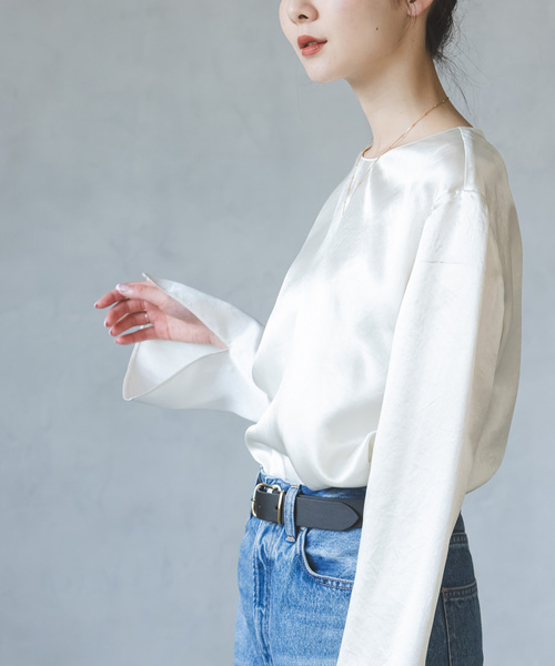 Noble（ノーブル）の「アセテートサテンプレーンブラウス（シャツ