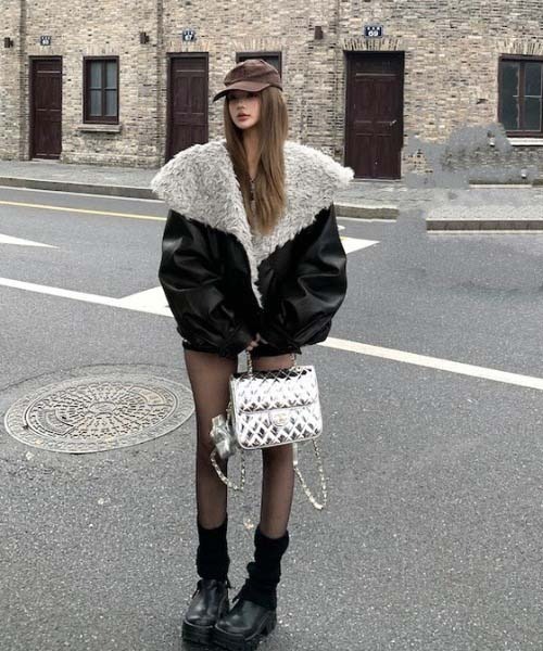 LOULOU select（ルルセレクト）の「ファービッグカラーフェイクレザー