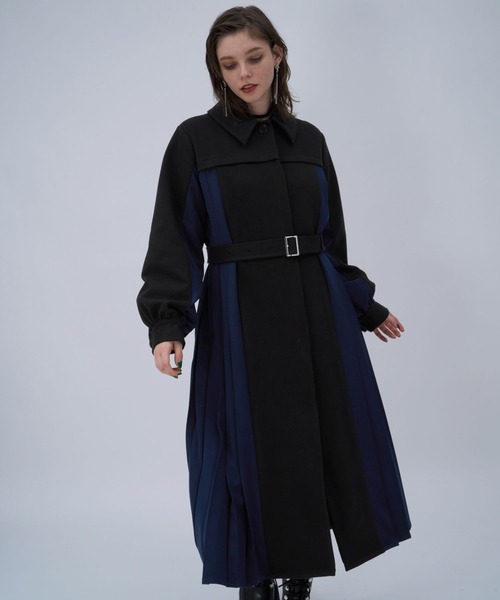 セール】ハイショクサイドプリーツコート(HARE)（ステンカラーコート