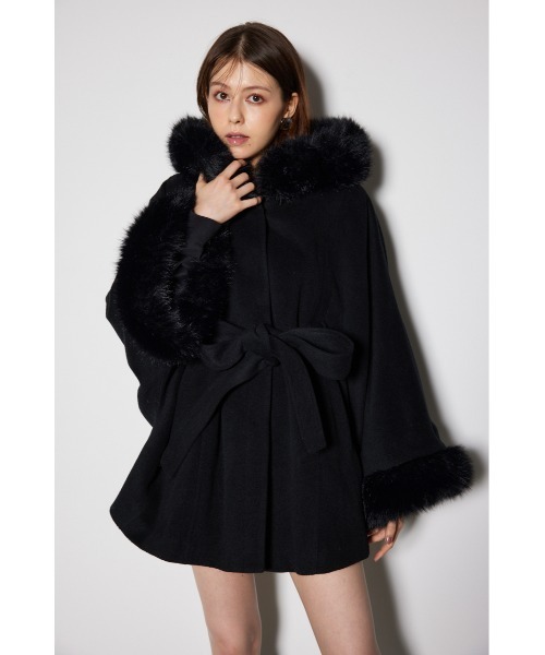 rienda（リエンダ）の「ウールミックスフードポンチョコート（ポンチョ