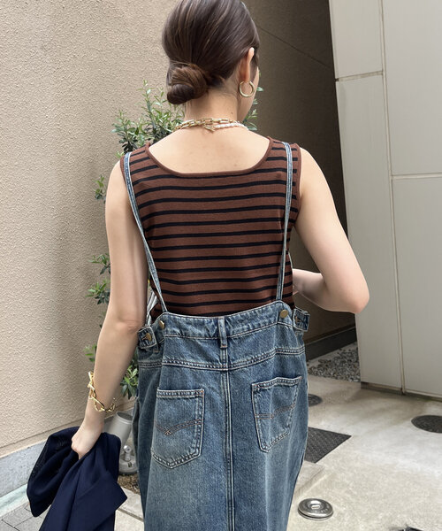 裾フリンジデニムジャンスカ（ワンピース）｜DouDou（ドゥドゥ）の