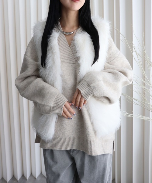 セール】ファーボリュームベスト(裏地付)（ベスト）｜YENNA（イェンナ