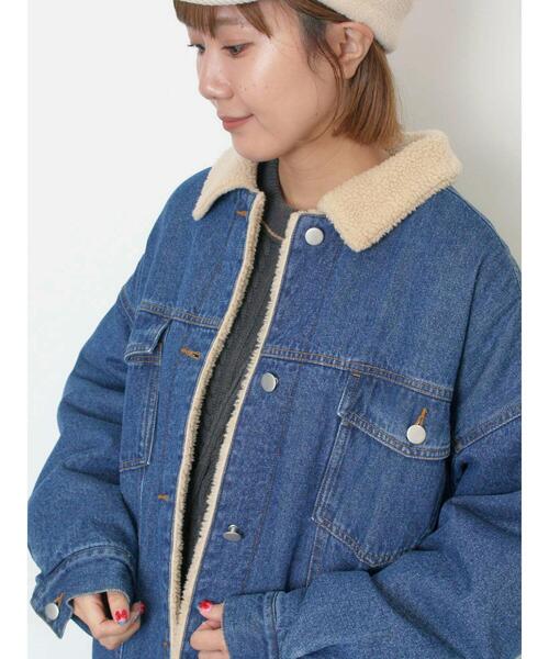 セール】デニムボアジャケット（ノーカラージャケット）｜Samansa Mos2