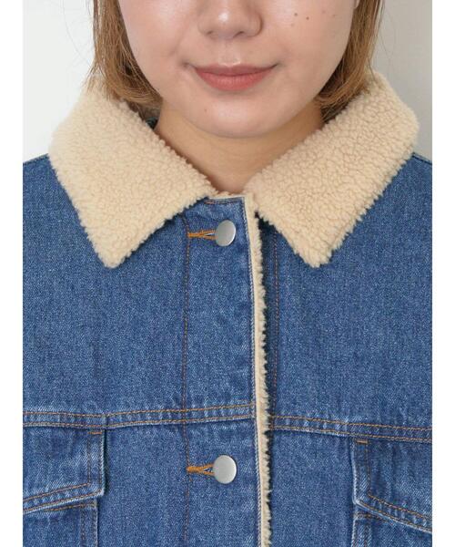 セール】デニムボアジャケット（ノーカラージャケット）｜Samansa Mos2