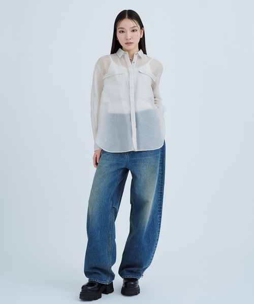 STUDIOUS/ステュディオス】シャドーシアーオーバーシャツ〈洗える