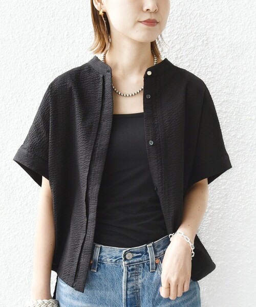 セール】〈手洗い可能〉サッカー 裾 ドロスト ドルマン ブラウス