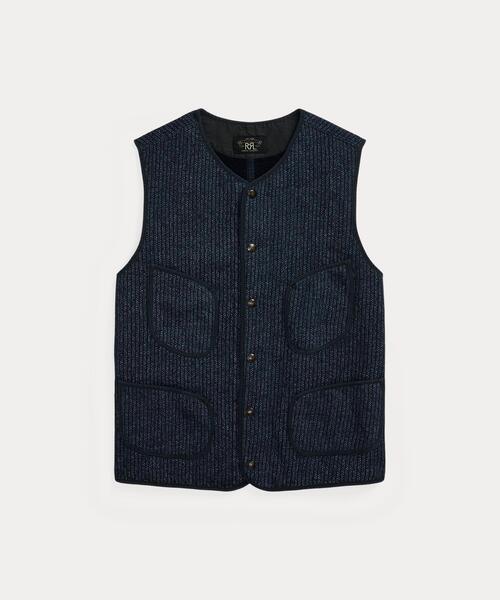 RRL（ダブル アール エル）の「プリント インディゴ フリース ベスト