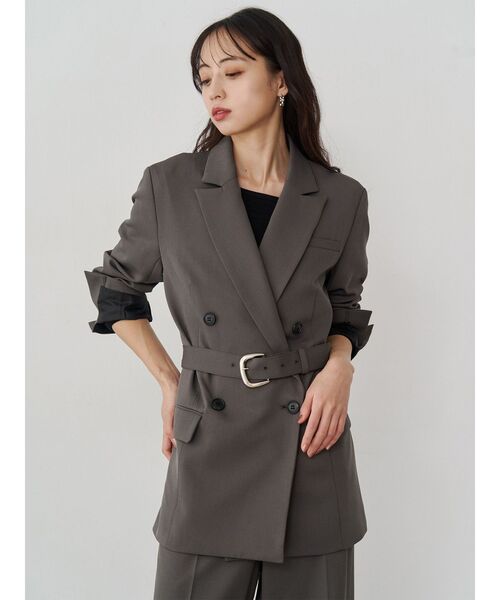 セットアップ対応】ベルテッドテーラードジャケット（テーラード