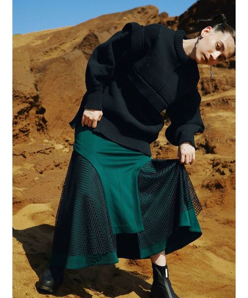 ミント アンスリード エコレザーレイヤードロングスカート ミント様