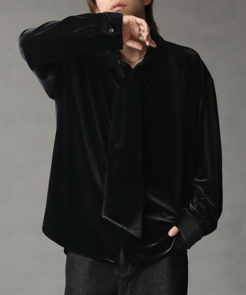 Ozz On オッズオン hikozoh ベルベット 長袖シャツ ブラック Ozz On