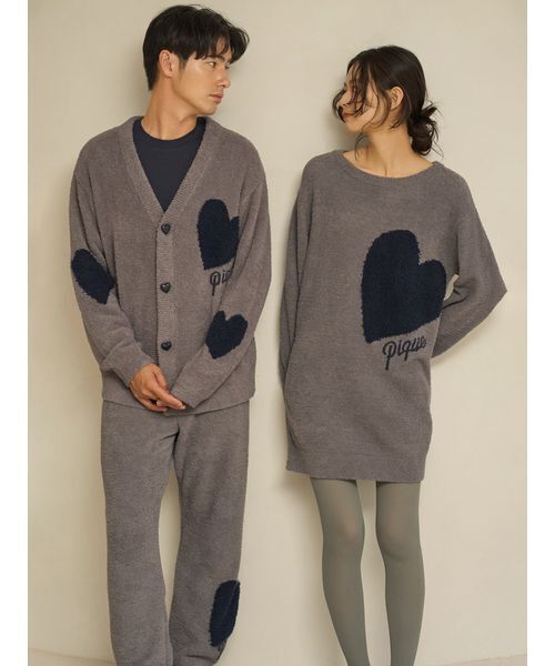 セール】【ONLINE限定】【UNISEX】ハートジャガードカーディガン