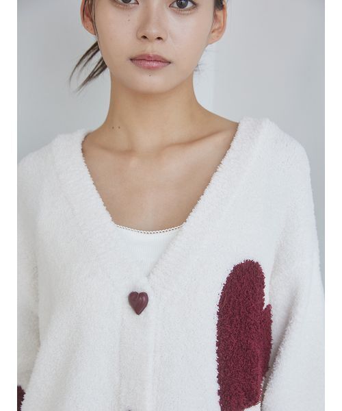セール】【ONLINE限定】【UNISEX】ハートジャガードカーディガン