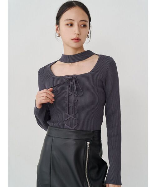 フロントレースアップニット（ニット/セーター）｜MURUA（ムルーア）の