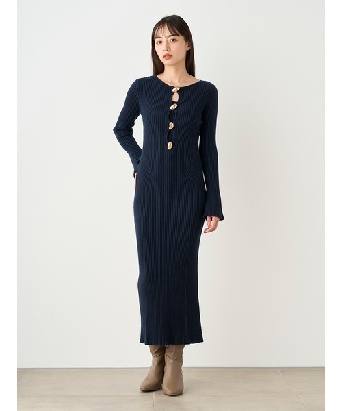 SNIDEL（スナイデル）の「デザインフロントボタンニットワンピース