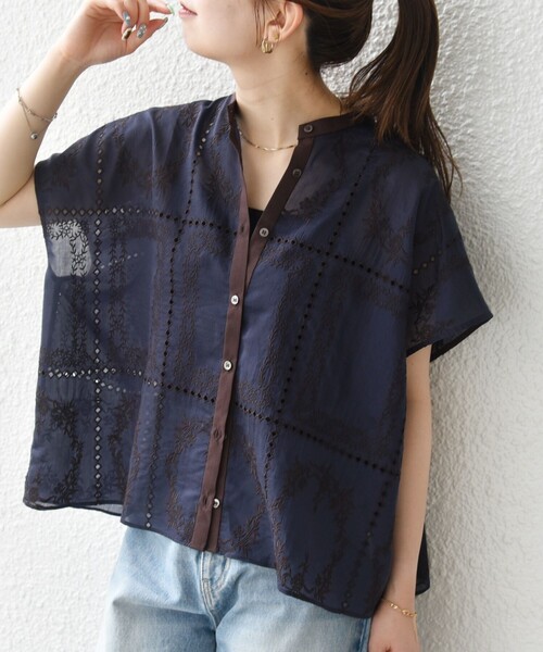 セール】SHIPS any:〈手洗い可能〉エンブロイダリー レース シアー