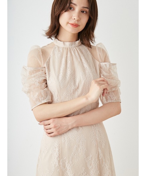 SNIDEL（スナイデル）の「デザインスリーブレースドレス（ワンピース