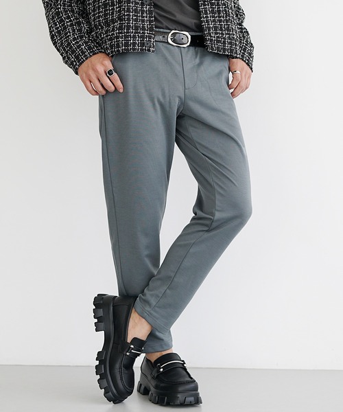 MinoriTY】さらモチとろみ素材スマートスラックス テーパードパンツ