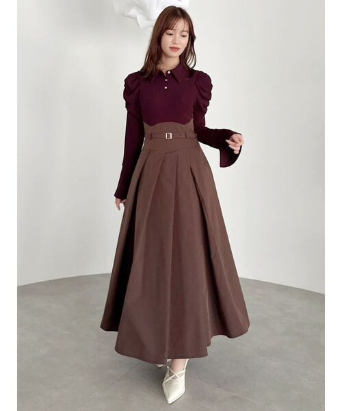 シャツカラーコルセットタックワンピース（ワンピース）｜dazzlin