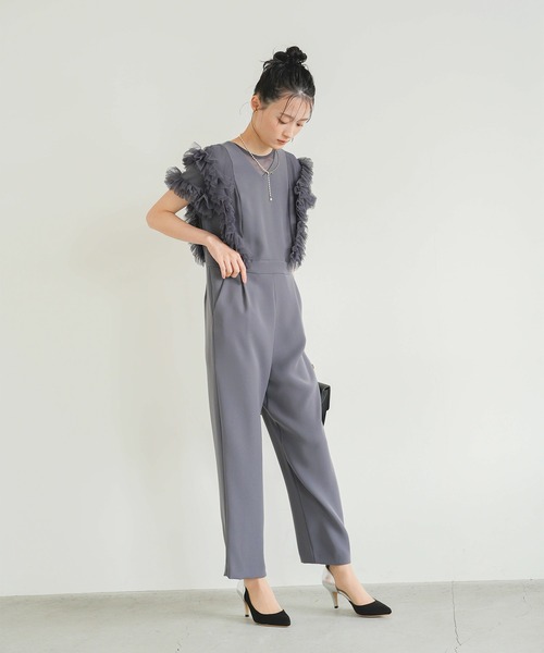 kaene（カエン）の「チュールフリルパンツドレス（つなぎ