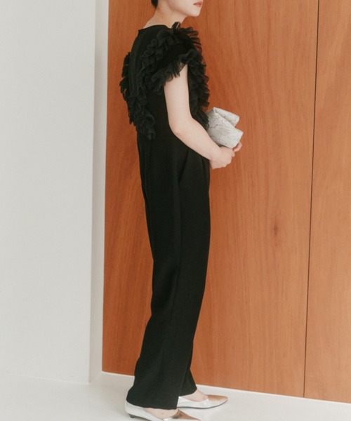 kaene（カエン）の「チュールフリルパンツドレス（つなぎ