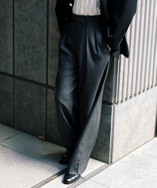 セール】m's braque (エムズ ブラック) TUCK WIDE BUGGY パンツ