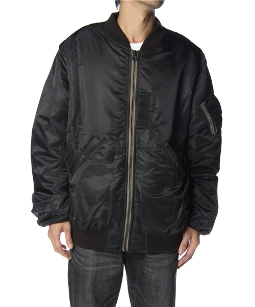 サスクワッチファブリックス MA-1 ノーカラー リバーシブル 総柄 刺繍