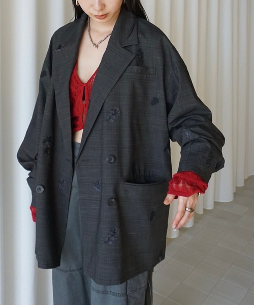 Ameri（アメリ）の「CHECK FLOWER PAPA JACKET（テーラードジャケット