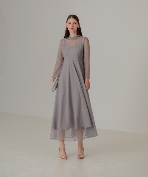 セール】【LEJA】2wayドットストーンギャザーチュールAラインドレス 2