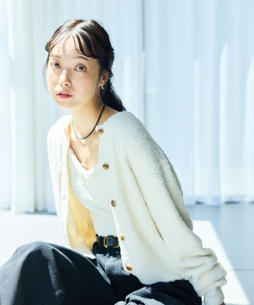 セール】フラッフィー ニット ショートカーディガン（カーディガン