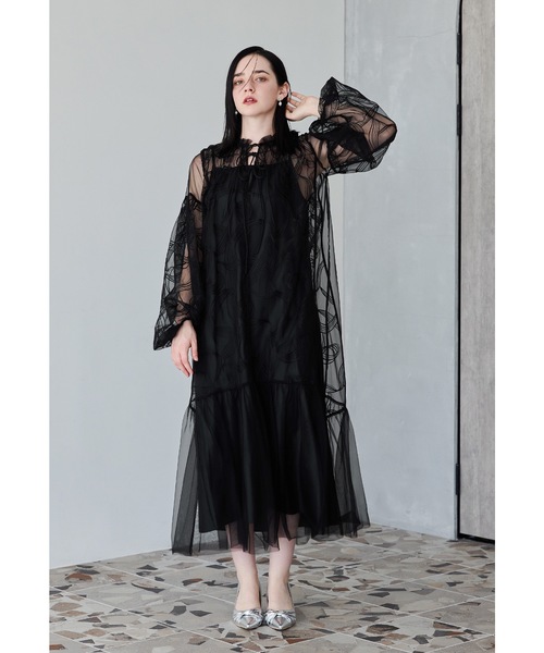 セール】リボンエンブロイダリーレイヤードドレス マタニティ 妊婦