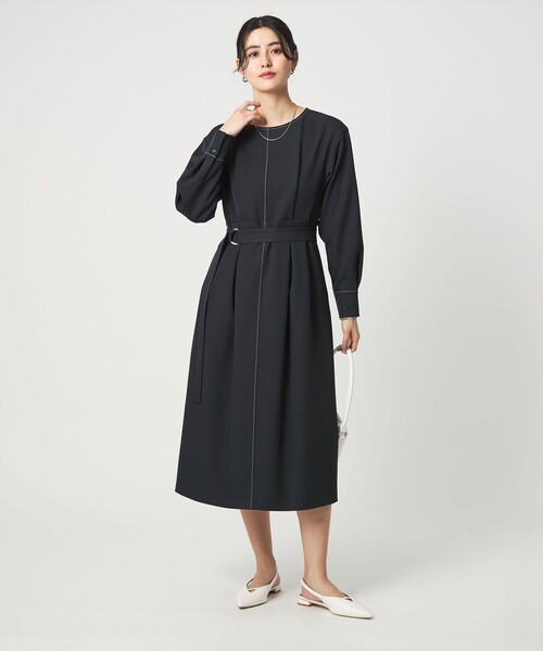 セール】ステッチ タック セミフレア ワンピース（ワンピース）｜green