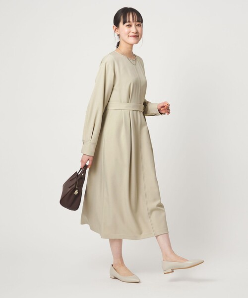 セール】ステッチ タック セミフレア ワンピース（ワンピース）｜green