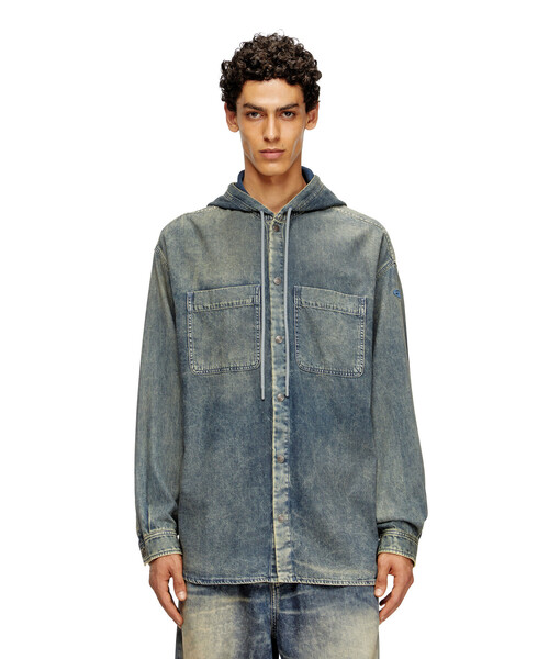 メンズ フード付きデニムシャツ D-DEWNY-HOOD-S2（シャツ/ブラウス
