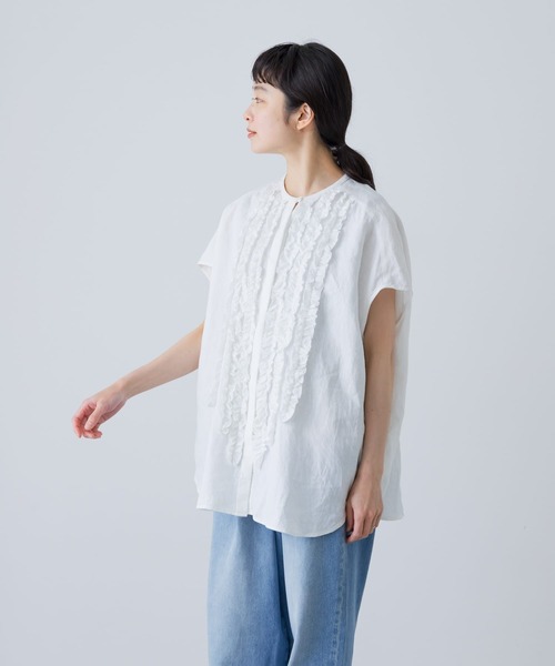 かぐれ（カグレ）の「リネンフリルフレンチワイドシャツ（シャツ