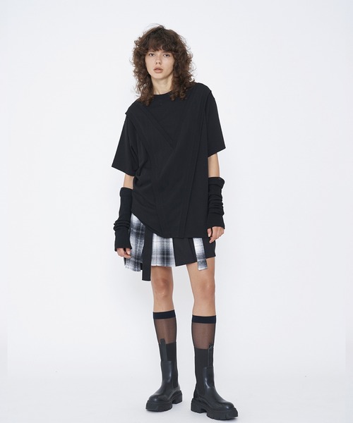 VIAVANDA（ヴィアヴァンダ）の「CHECK PLEATED WRAP SKIRT（スカート