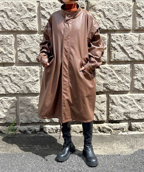 byYOUANCE（バイユアンス）の「2WAYフェイクレザーモッズコート