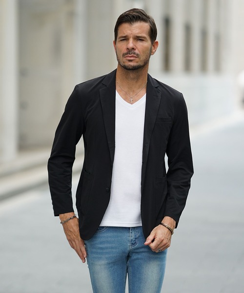 セール】2WAYストレッチポリサッカー2Bジャケット メンズ テーラード