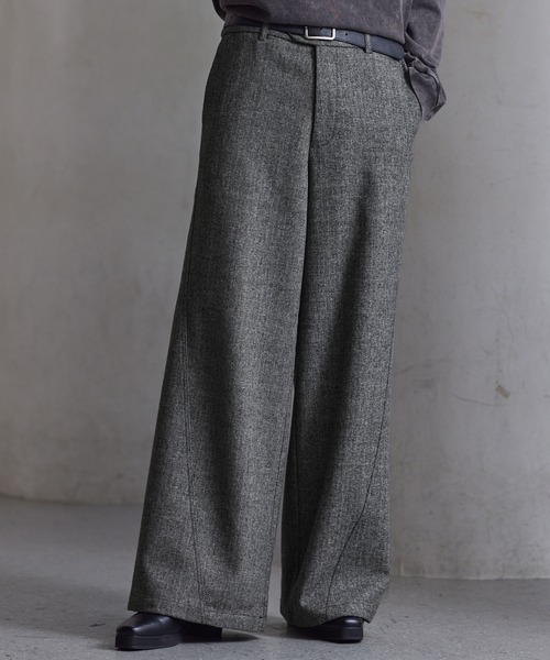 CLEL】Wool Blend Herringbone Tweed 3D Pants / ウールブレンド