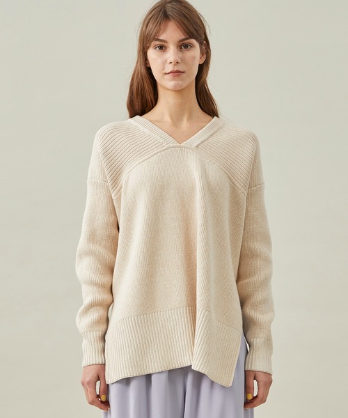 CLANE（クラネ）の「【CLANE/クラネ】W FACE CUT NECK WIDE KNIT TOPS
