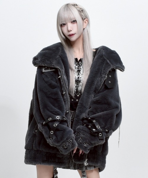 REFLEM/レフレム』ベルト付きハイネックファーパーカー/ファーブルゾン