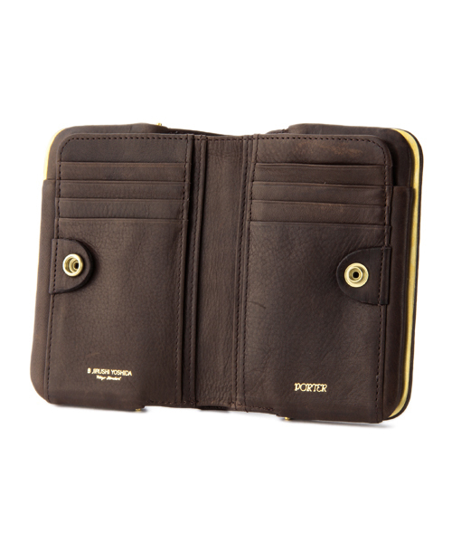 PORTER B印 YOSHIDA 別注がま口ウォレット 鉄粉染 ブラウン PORTER×B印