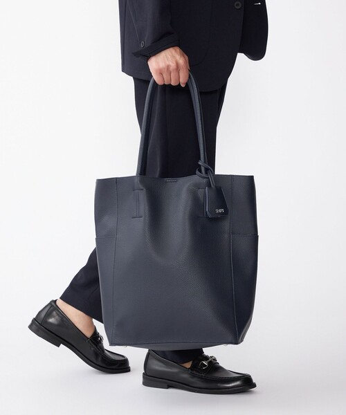 セール】【WEB限定】SHIPS: 合成皮革 ヴァーティカル ビズ トート