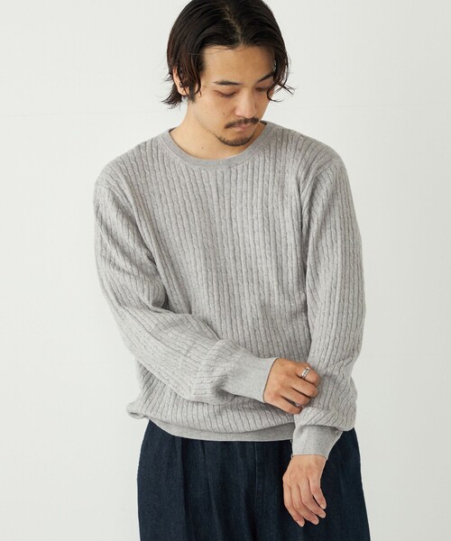 SHIPS Colors:〈洗濯機可能〉コットン カシミヤ ケーブル ニット
