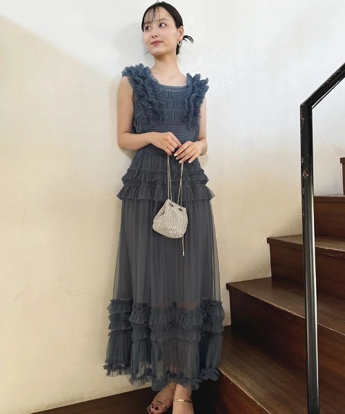 SNIDEL（スナイデル）の「ボリュームチュールワンピース（ワンピース