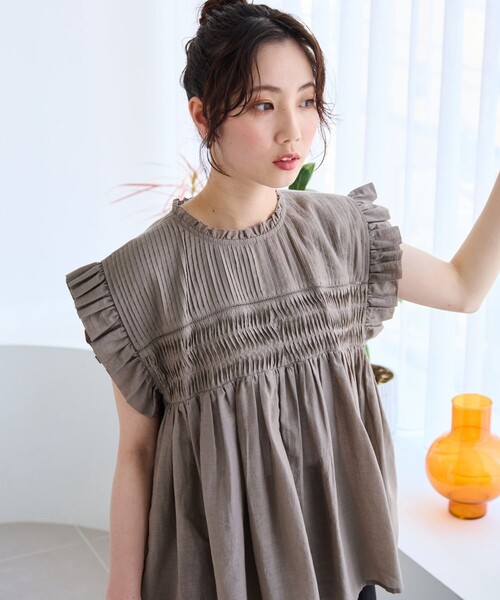 ワンダフルワールド ワンダフルワールド半袖ブラウス 半袖リボンフリル