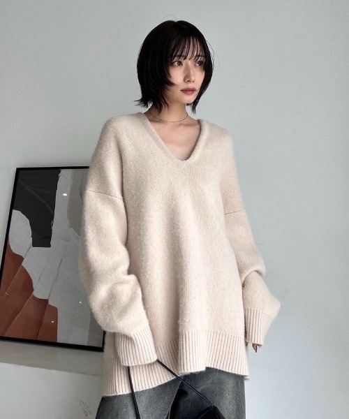 FRAY I.D（フレイアイディー）の「ニットフーディー（ニット/セーター