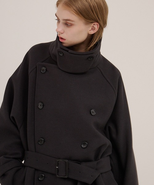 セール】2WAYオーバーサイズメルトンダブルヨークラグラントレンチ