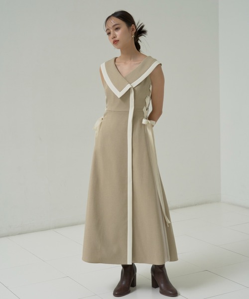 SNIDEL（スナイデル）の「サイドプリーツツイードワンピース