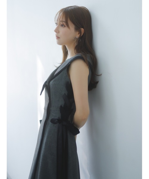 SNIDEL（スナイデル）の「サイドプリーツツイードワンピース