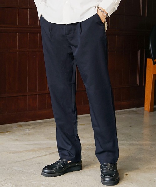 タックワイドテーパードパンツ スラックス メンズ チノパン チェック